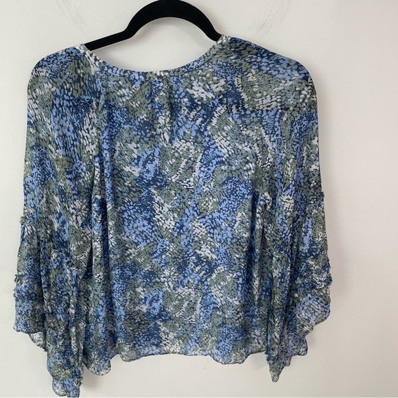 Ramy Brook Pennie 100% Silk Floral Kimono Sleeve Blouse Top size Medium Blue. 24 - Picture 6 of 9